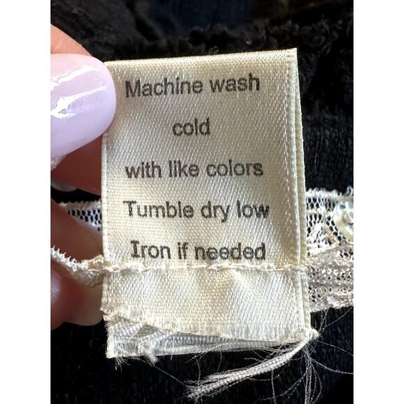 Y2K VTG Nick & Mo Black Fit & Flare Lace Ruched 100% Cotton Skirt Size 28 - Picture 4 of 4